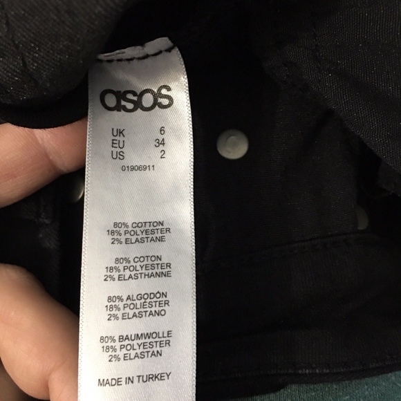 Asos Petite Black Skinny Jeans Pants size 2 25x27 - Picture 6 of 8