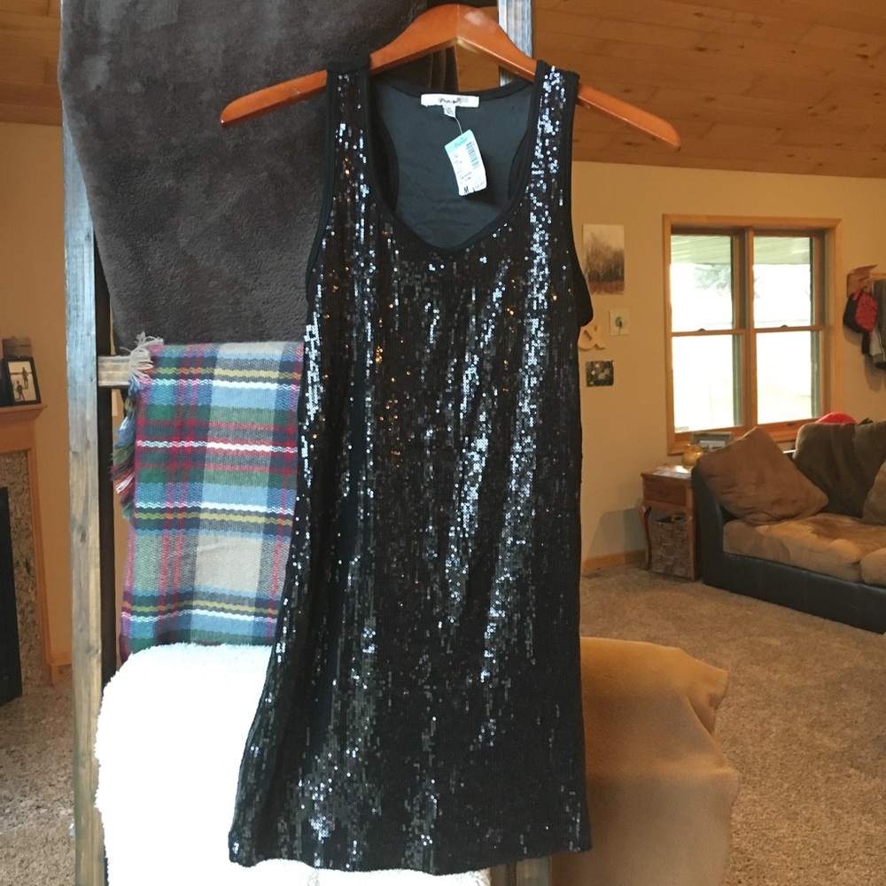 Black sequined racer back tank dress