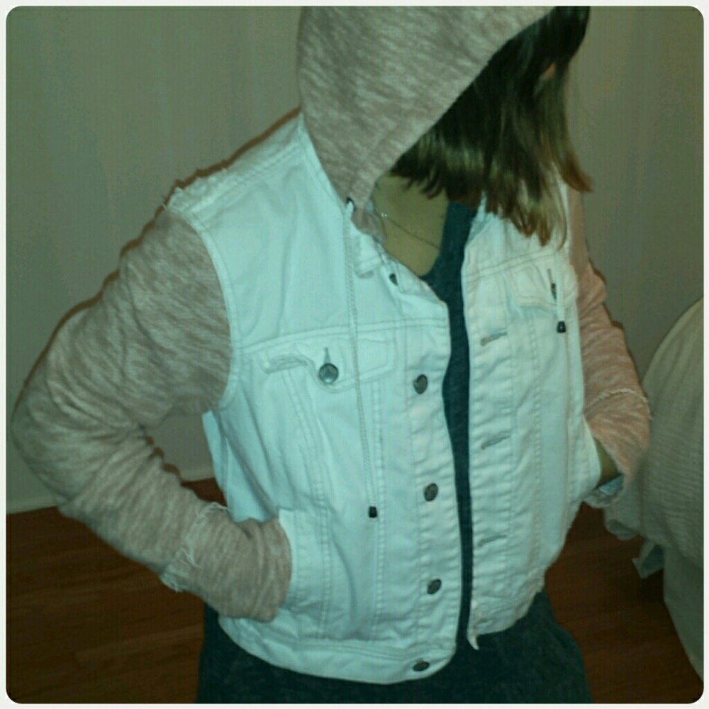 Rare Free People hooded Jean jacket