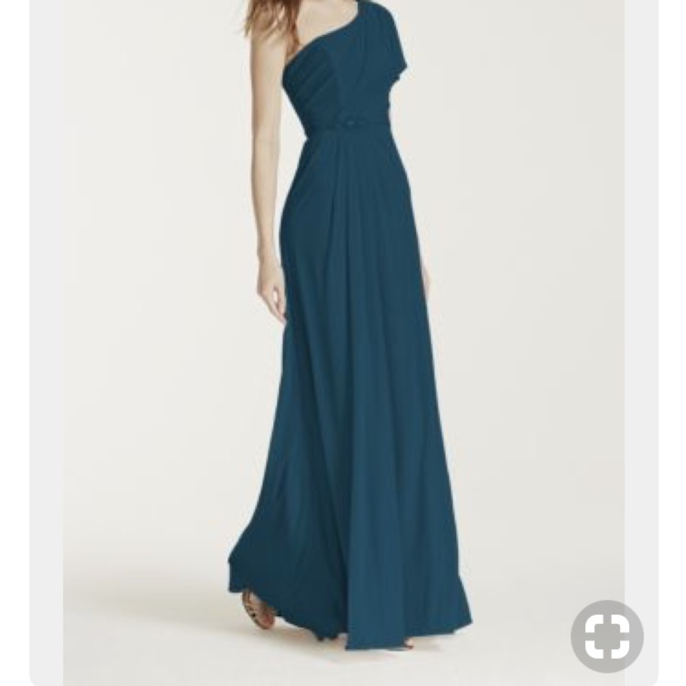 One shoulder beaded dress with side slit