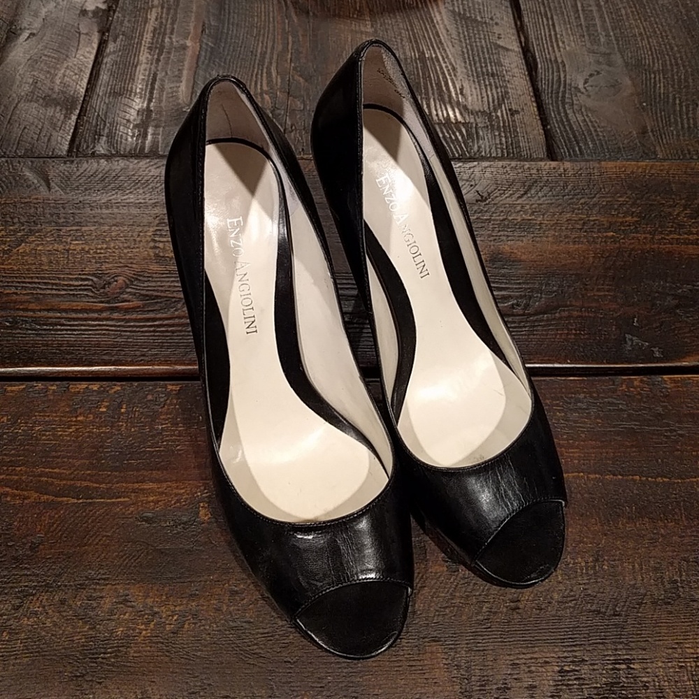 Enzo Angiolini Black Peep Toe Heels