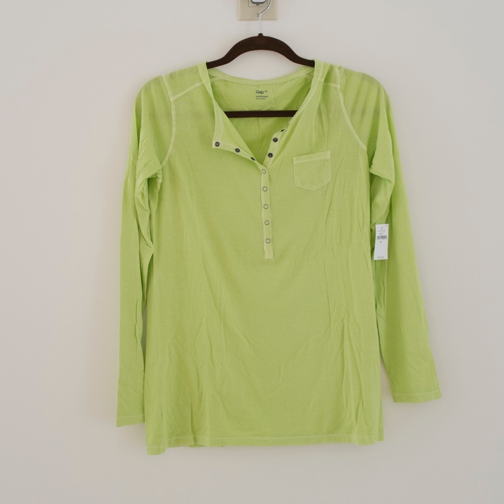 Yellow-green long sleeve comfy tee from GAP