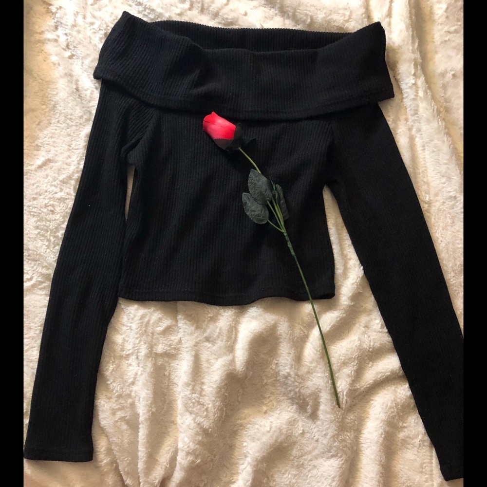 Long sleeve off the shoulder crop top!