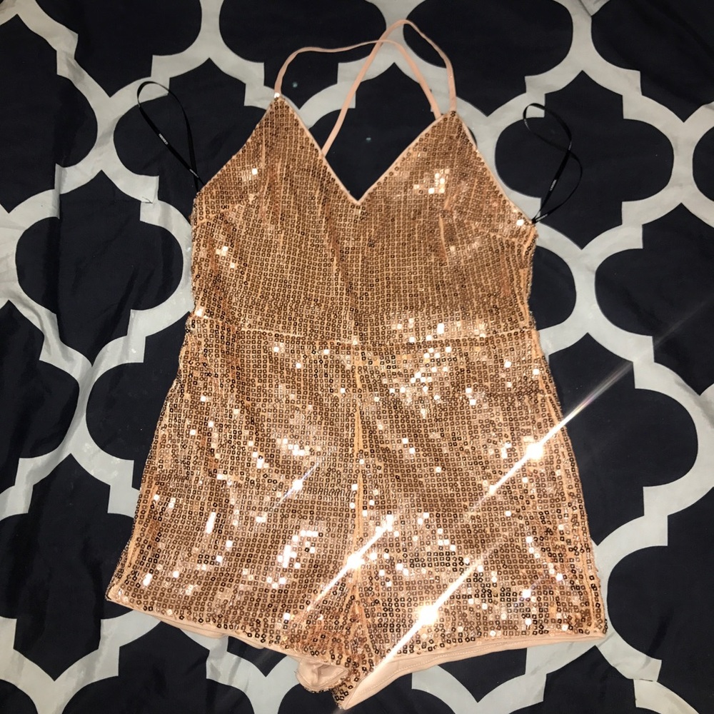 Rose Gold/ Baby Pink Sequin Romper!