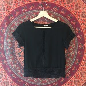 Black cut out lace shirt