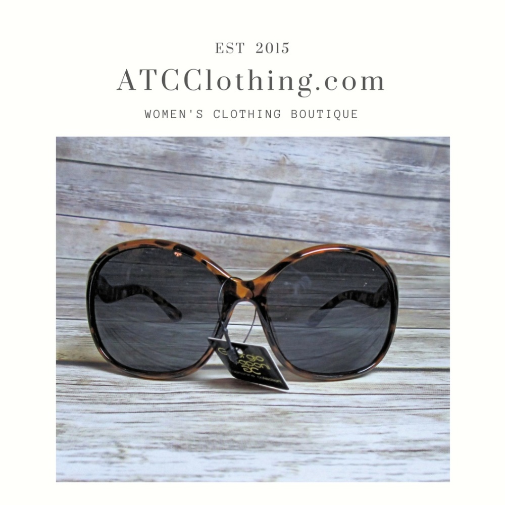 Brown Spotted Rectangular Sunglasses Thin Frame