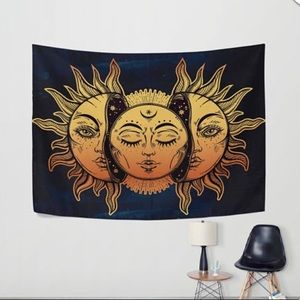 Sun and moon face tapestry