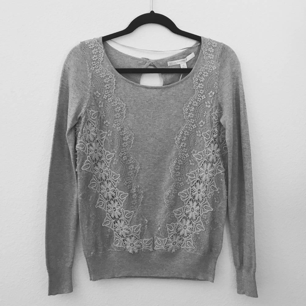 NWT Lauren Conrad Lace Keyhole Sweater
