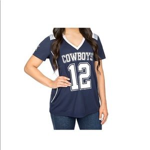 Dallas Cowboys:  Women's Rhinestone V-Neck Jersey