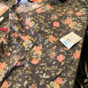 Lularoe xl irma xxl gray floral