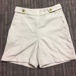 H&M beige shorts with gold buttons