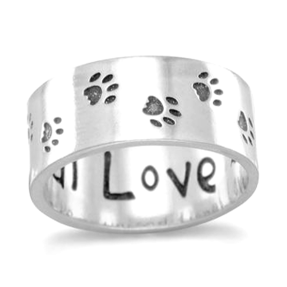 OXIDIZED PAW PRINT FOREVER LOVE RING