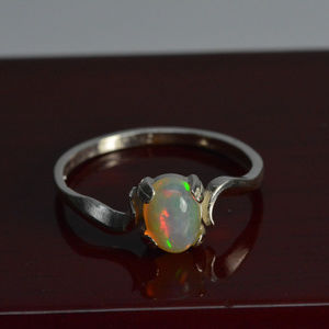 Size 7 Natural opal ring 925 sterling silver new