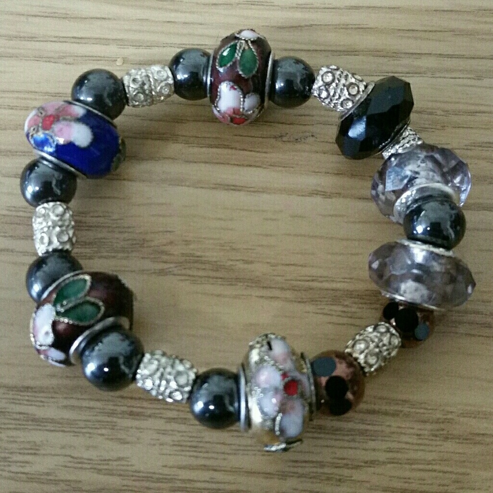 Hematite with Pandora beads bracelet. (1)