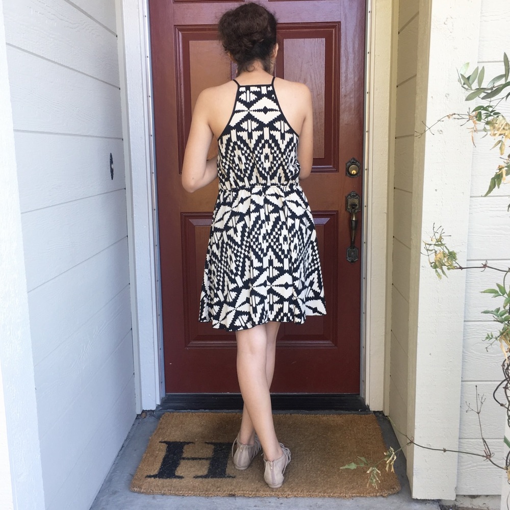 I Joah Black & Beige Tribal Pattern Short Dress