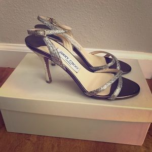 Jimmy Choo glitter gold India slingback heels