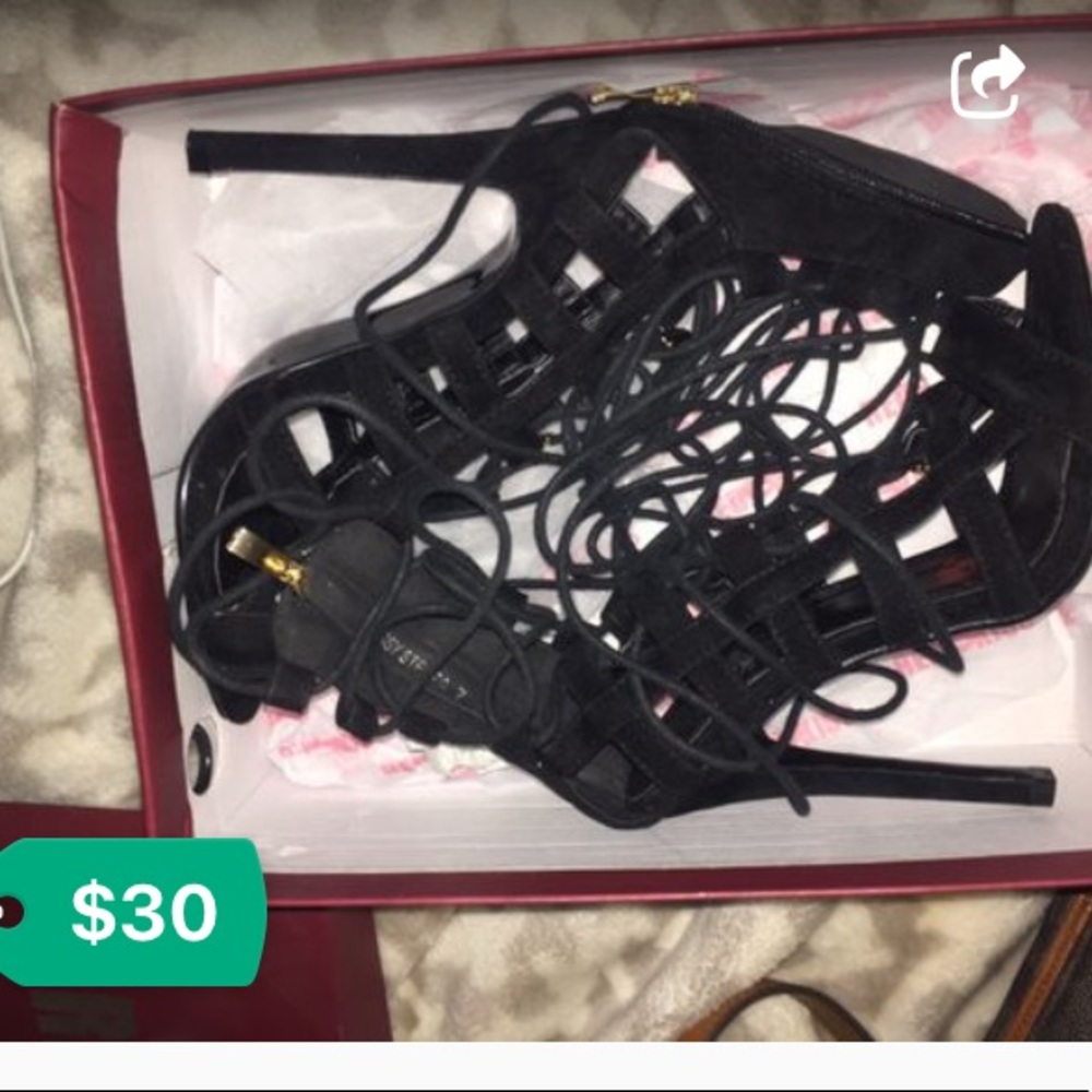 Black lace up heels