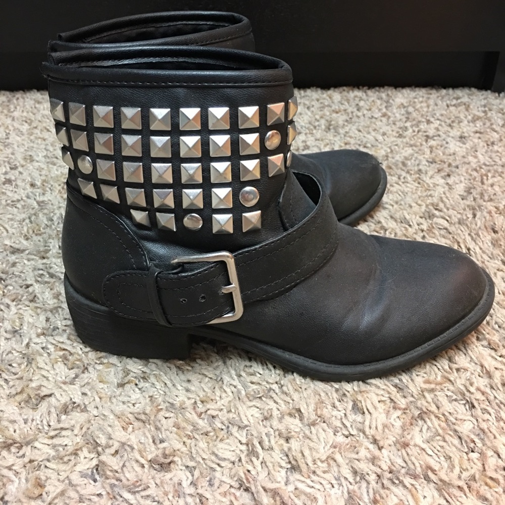 Black studded booties