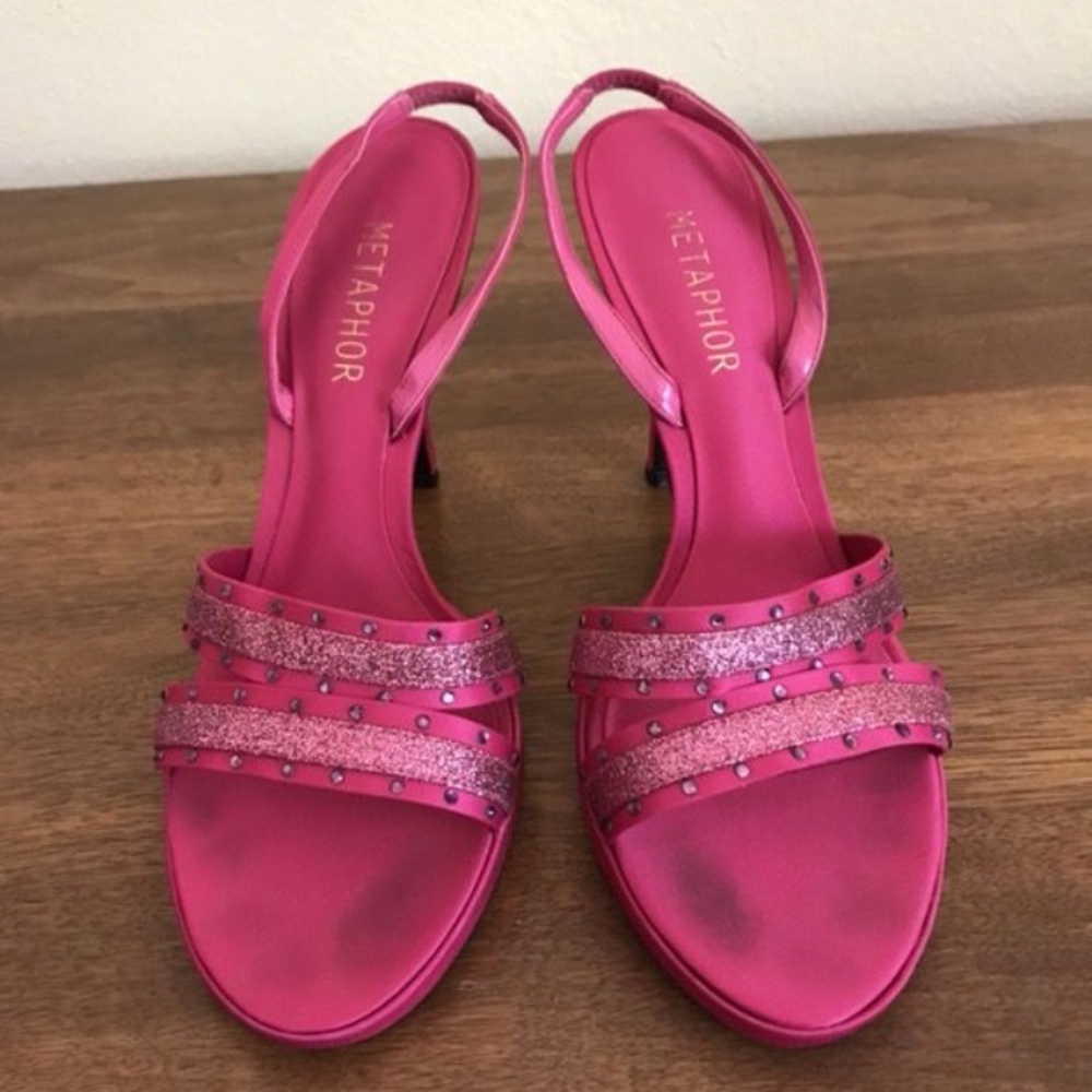 Pink strappy heels