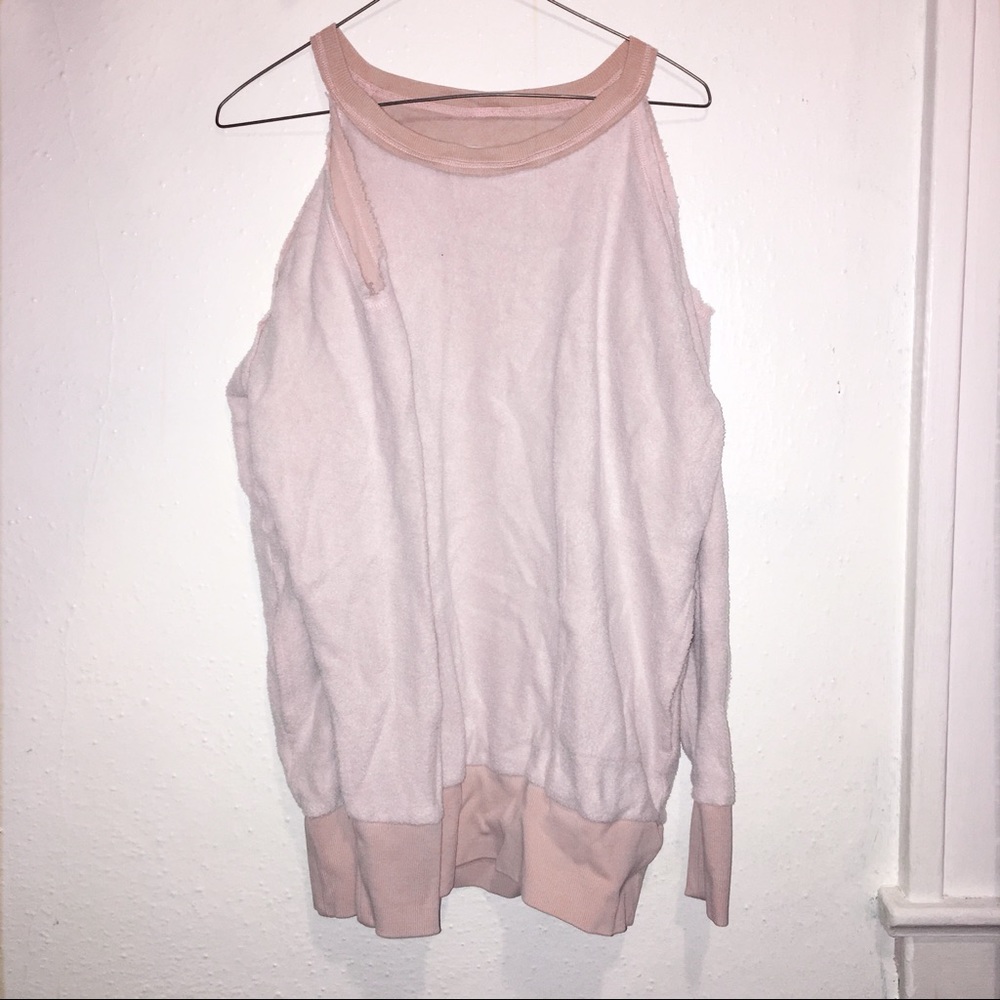 Pink Cold Shoulder Sweater Top