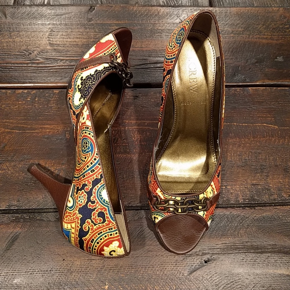 J. Crew Fabric Kitten Peep Toe Heels