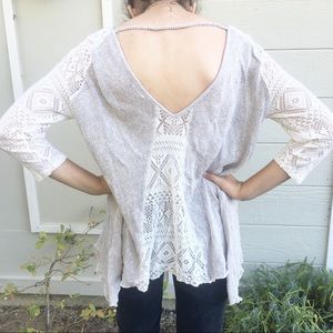 Hollister Beige/Lace 3/4 Length Sleeve Sweater