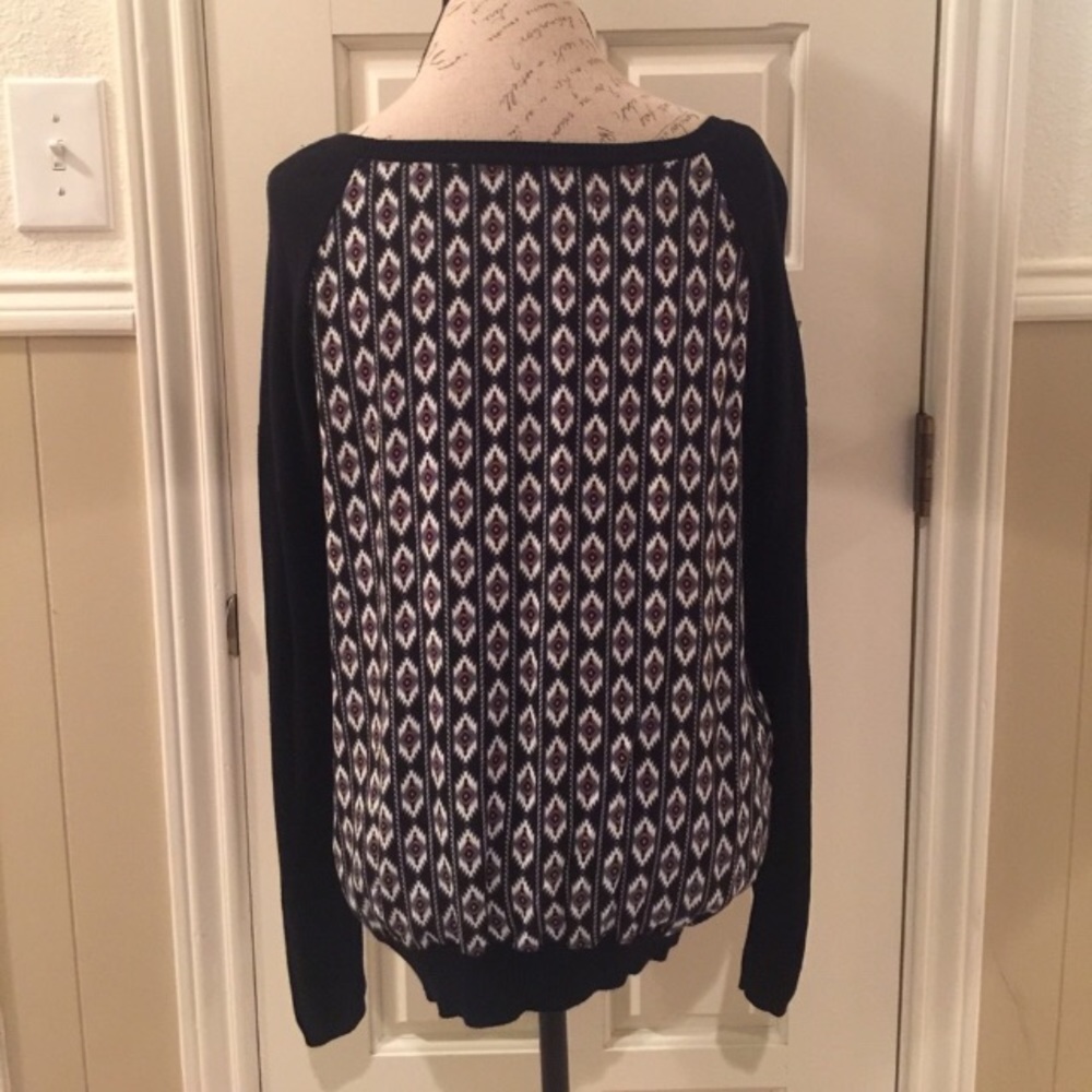 Skies Are Blue mixed media print sweater