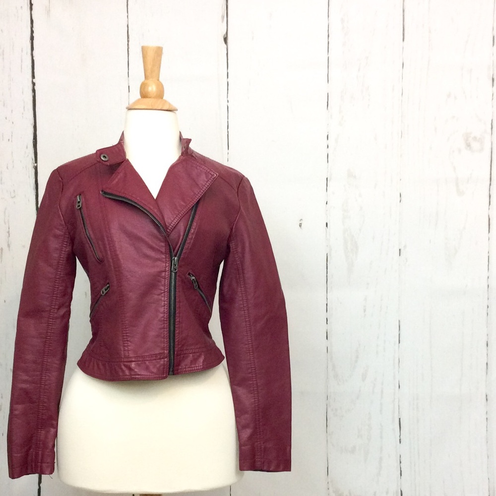 Forever 21 Faux Leather Zip Up Moto Biker Jacket - Picture 3 of 8