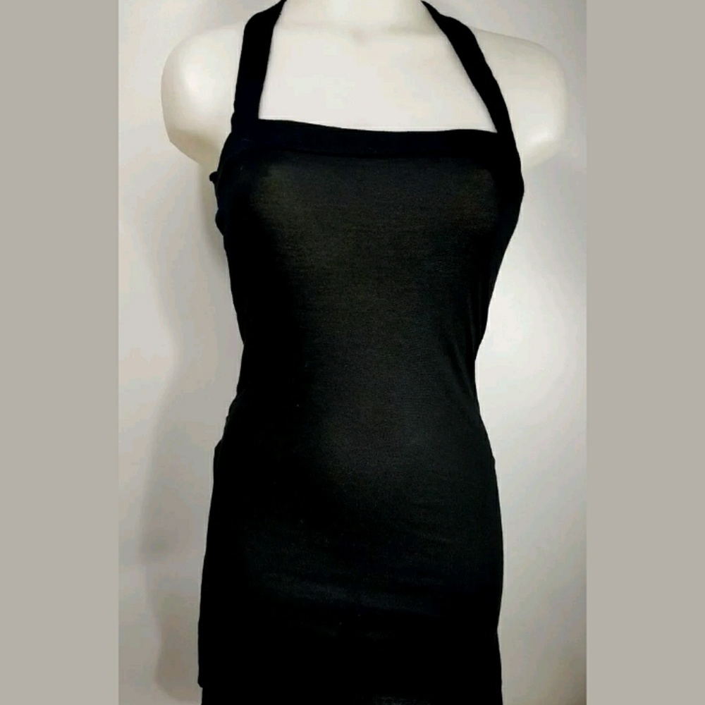 Jessica Simpson Quincy Black Long Halter Top NWT