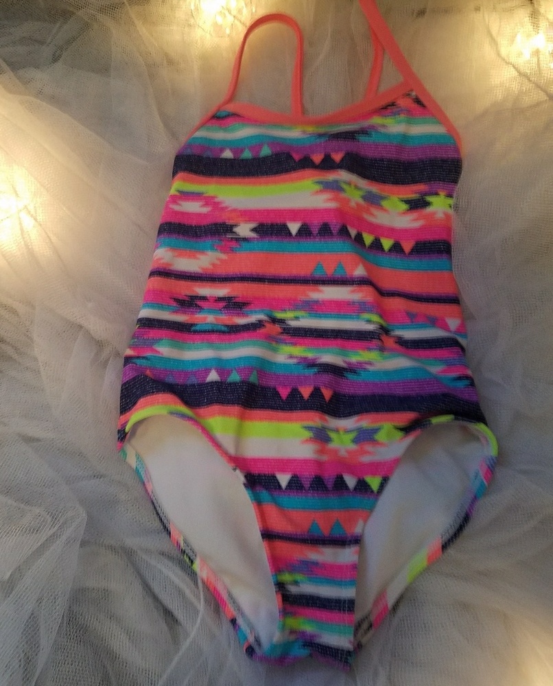 Girl's Modern Print Swimsuit never worn!