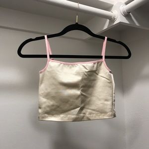 American apparel pink/off white crop top