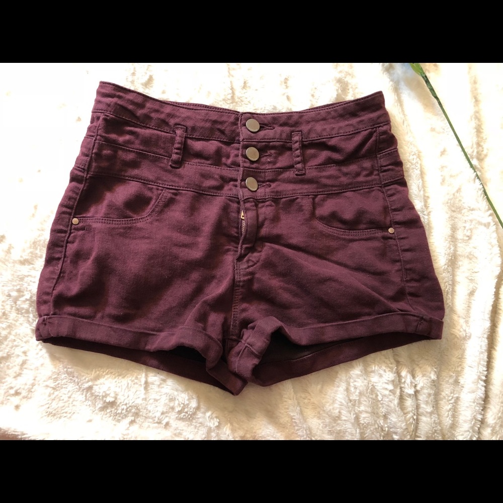 Purple/burgundy high waisted shorts!