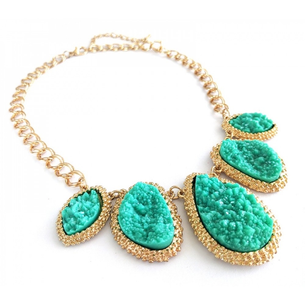 NEW // Turquoise Druzy Gold Necklace