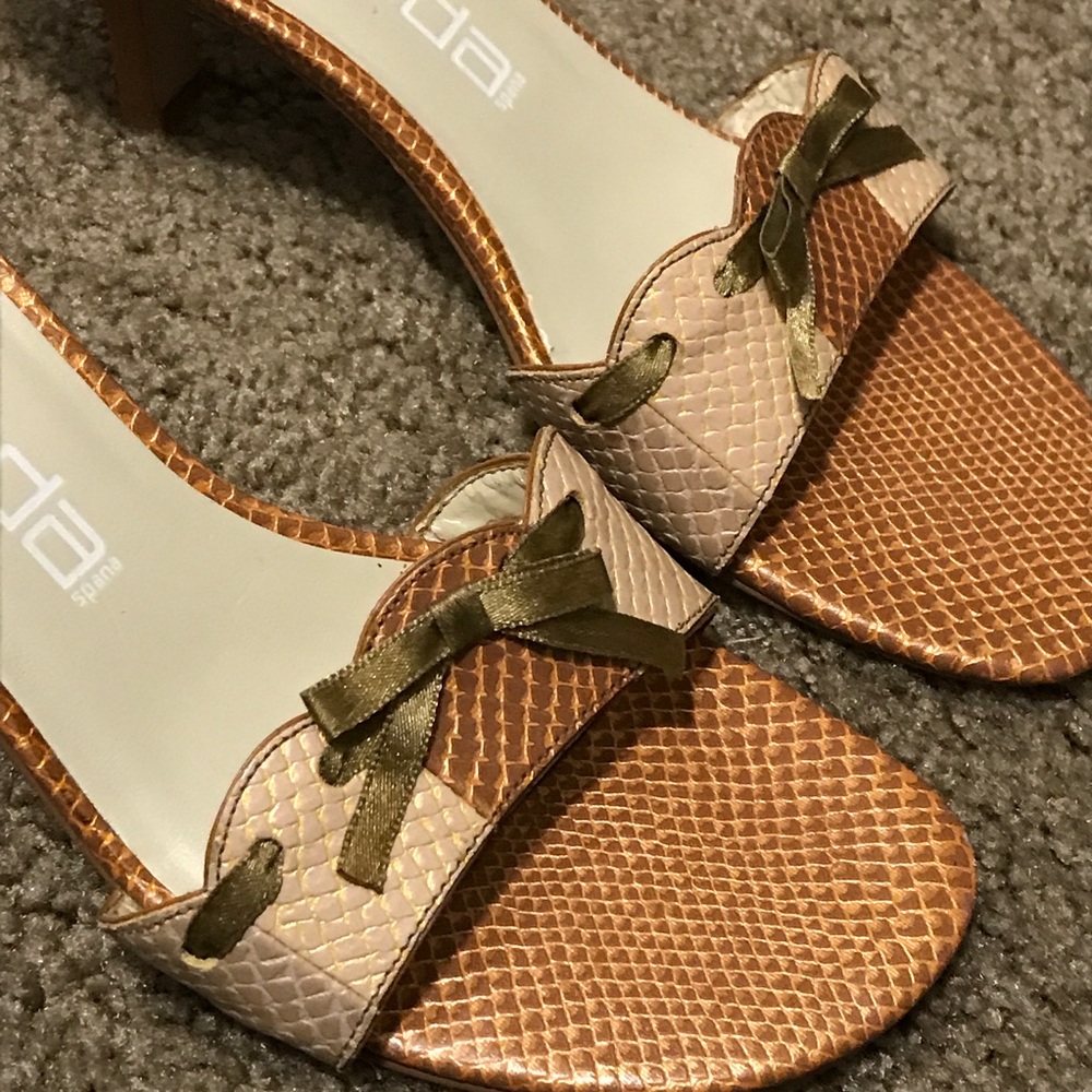 Snakeskin open toe heels/sandals
