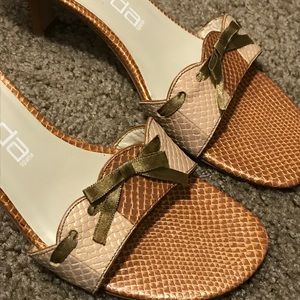 Snakeskin open toe heels/sandals