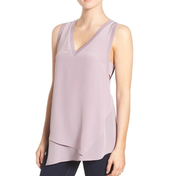 Trouve Tops - TROUVE Silk Asymmetrical Tank in Purple Morn