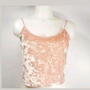 H&M Divided Baby Pink Velvet Crop Top Size M