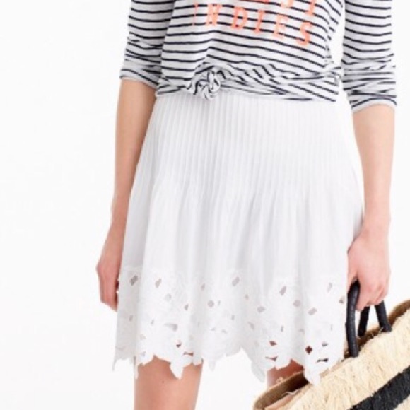J. Crew Dresses & Skirts - J. Crew White Eyelet Mini Skirt Floral Lace EUC