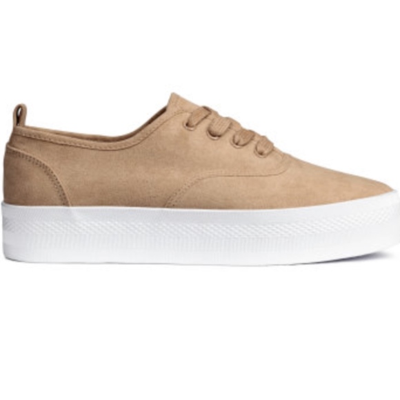 beige platform sneakers