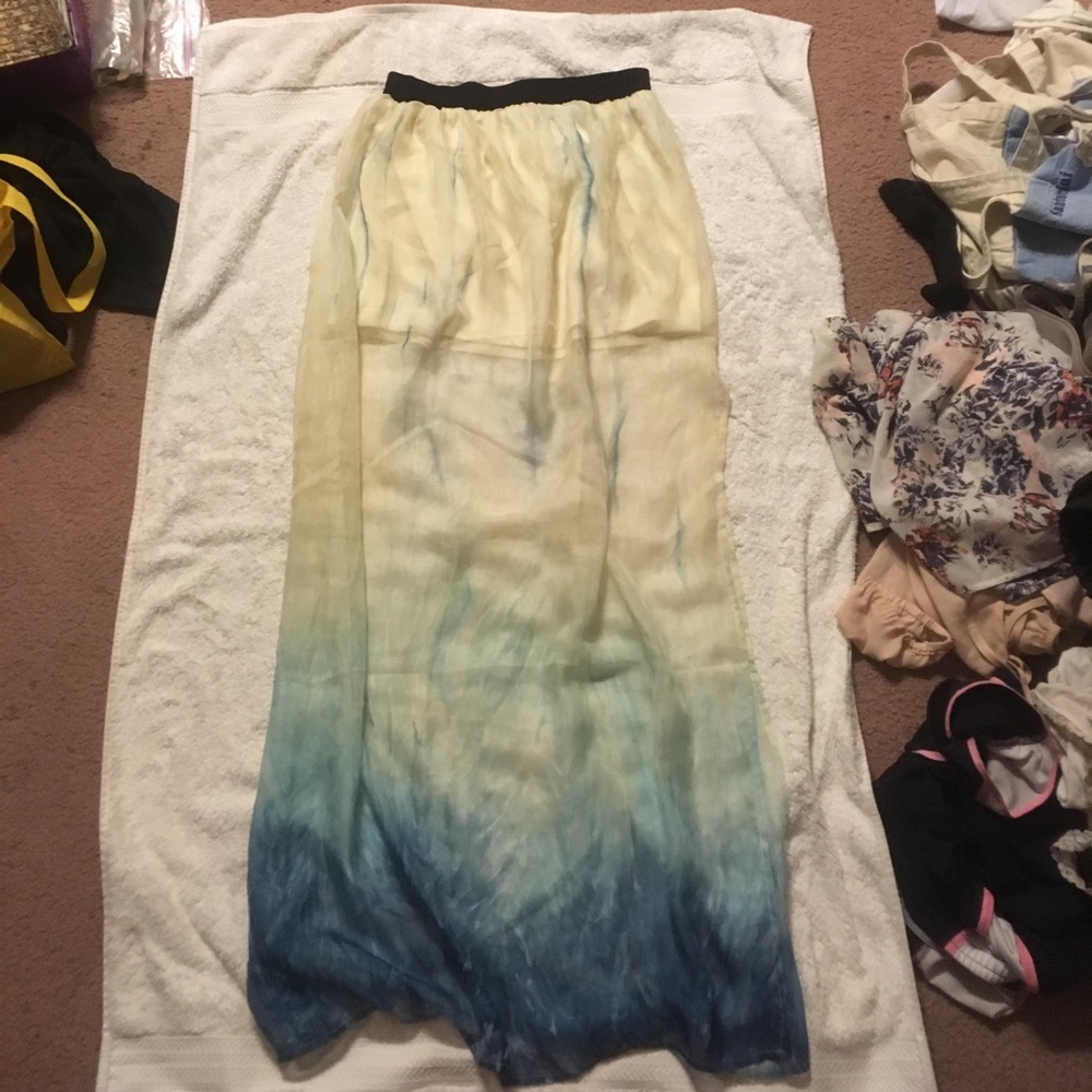 Watercolor ombré maxi skirt