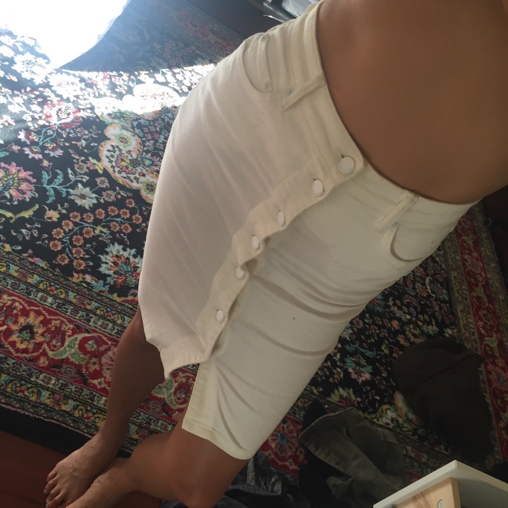 all saints white denim midi skirt