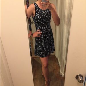 Navy polka dot cotton stretchy sleeveless dress