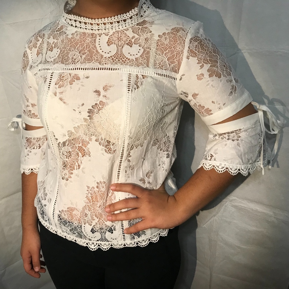 Roly Poly White Lace Blouse