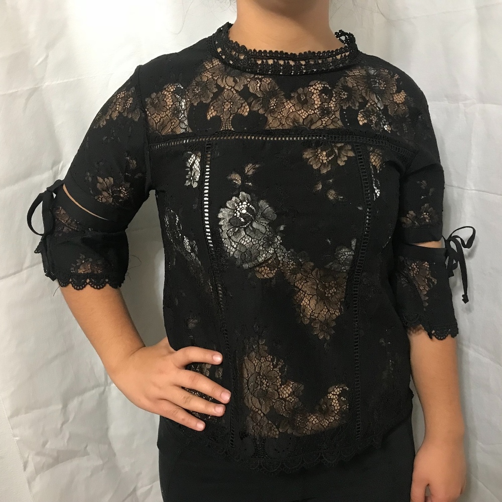 Roly Poly Black Lace Blouse