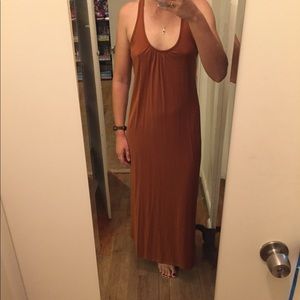 Copper colored cotton maxi dress w design on back