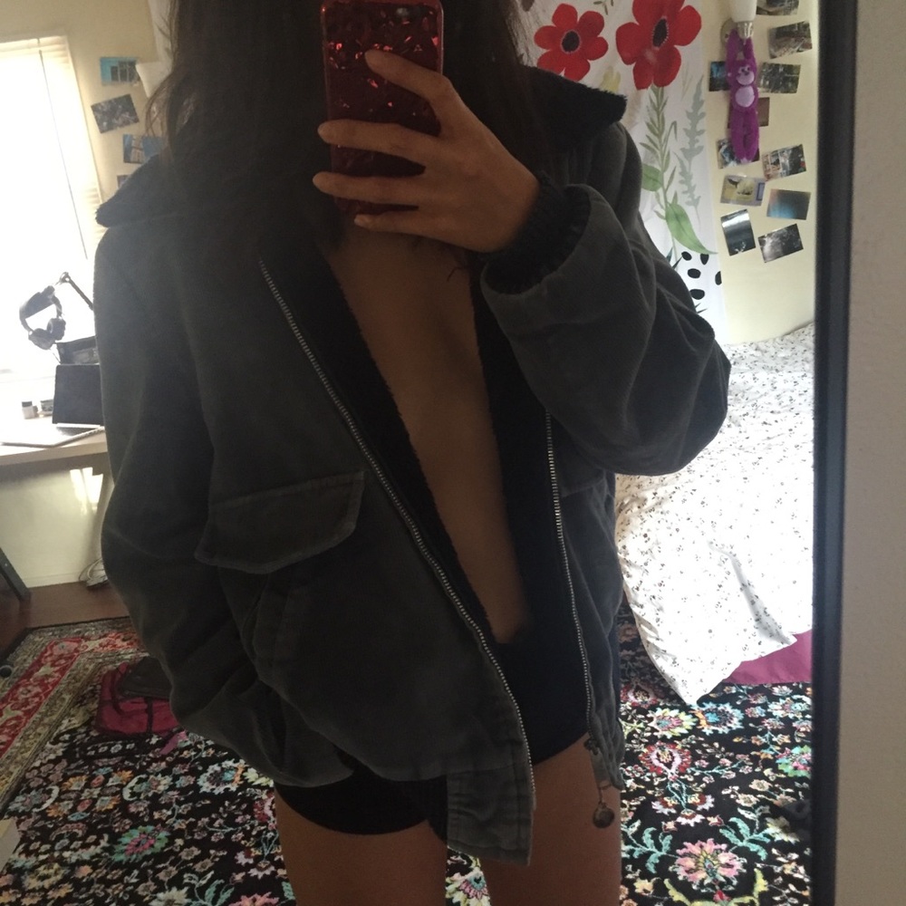 greyish blue velour jacket