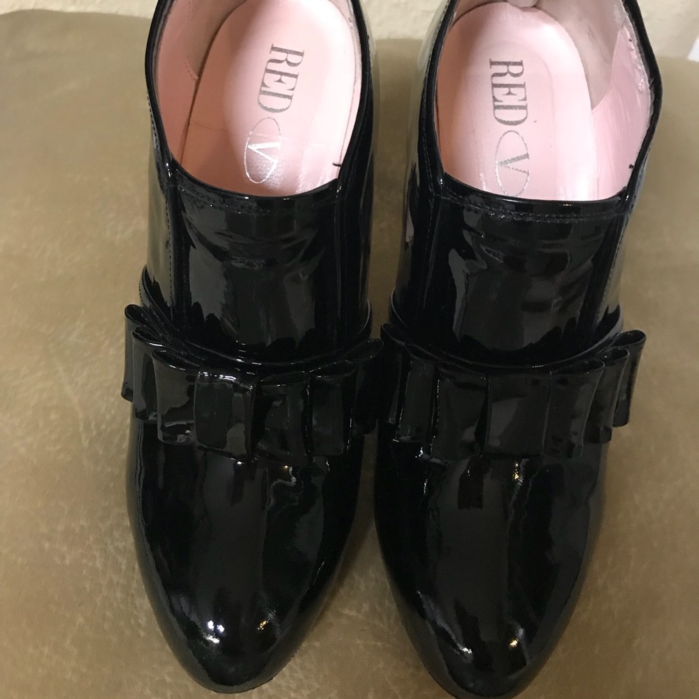 RED Valentino Black High Heel Booties with Bow