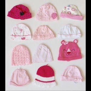 12 Baby girl hats/beanies