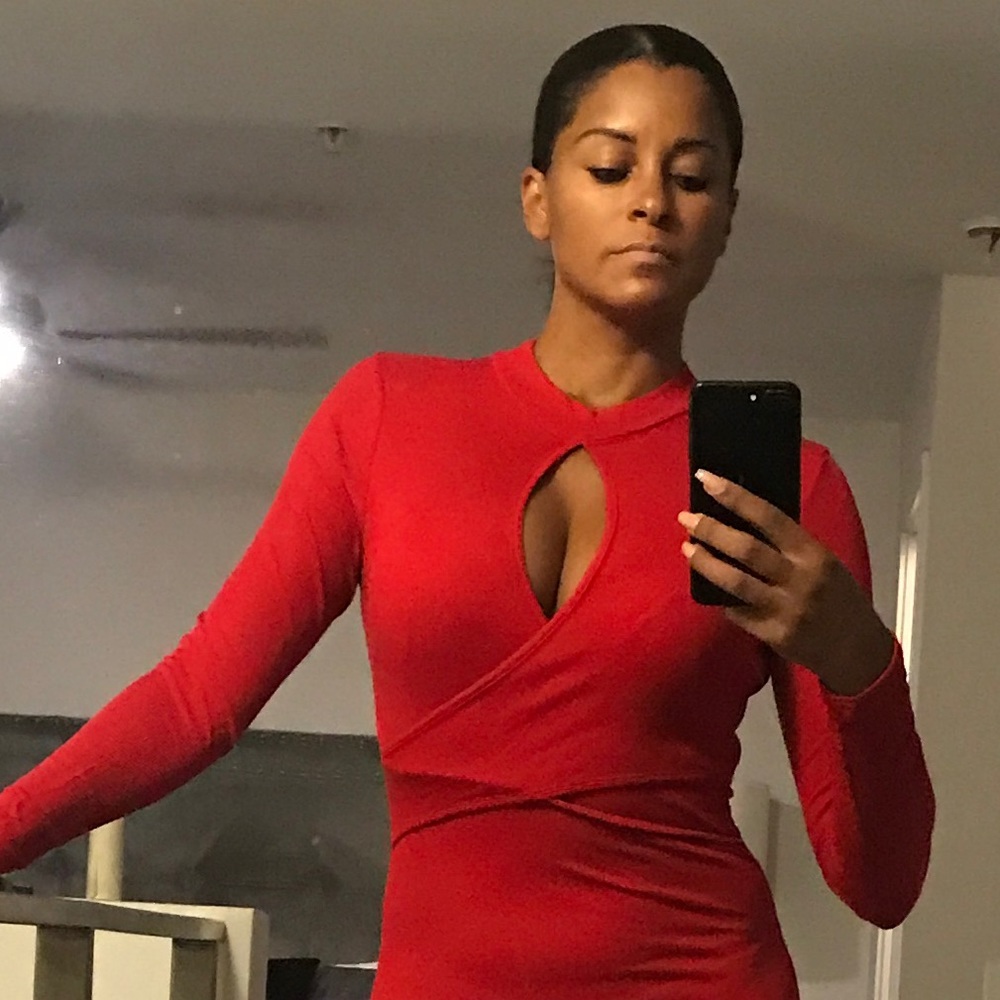 Red long sleeve dress