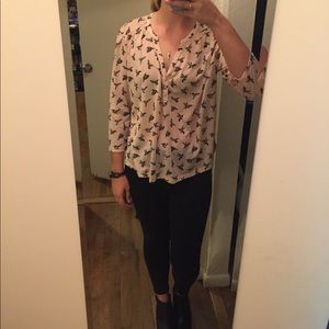 Pink blouse with dove print and original tags